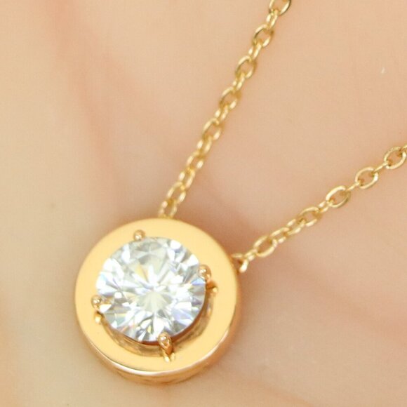 Minimalist Rose Gold Solitaire Necklace with Dainty Round Pendant, XPNL0176 - Picture 1 of 13